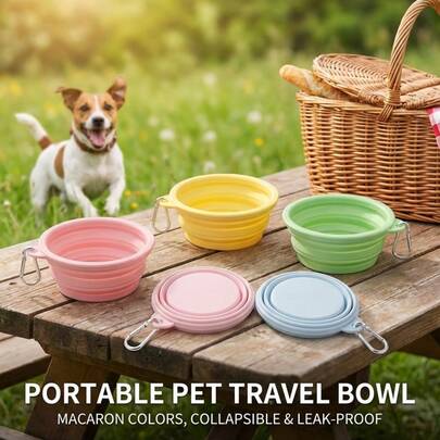 PETSIN 1pc Portable Pet Travel Bowl With Buckle, Foldable And Ideal For Outdoor Activities Christmas Gifts Water Bottle Camping