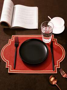 1-6pcs Premium Embroidered Fabric Placemats, Durable Non-Slip Heat-Resistant Embroidered Table Mats - Multicolor - View 8