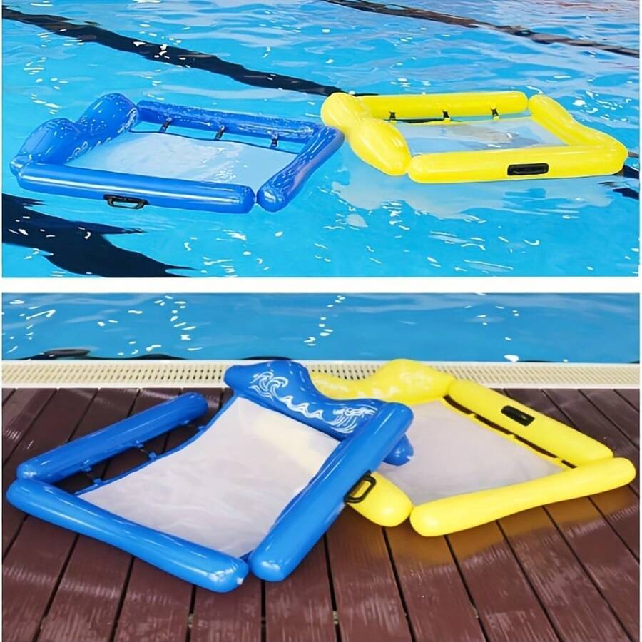1 Removable Inflatable Water Hammock - Adult Pool Lounge Chair, Made Of PVC Material, With Vibrant Mixed Colors And A Comfortable Ergonomic Design, Suitable For Swimming And Relaxing In The Pool, Pool Inflatable, Beach Essentials, Pool Float - Multicolor - View 1