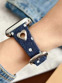 1条心形波点牛仔皮革表带，兼容 41mm、40mm、38mm，编织牛仔表带，适用于 Series 1-10、9、8、7、6、5、4、3、2、1，替换表带尺寸为49mm、45mm、44mm、42mm。 - 彩色 - 查看 11