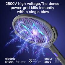 YTWO Extendable & Rotatable Electric Mosquito Swatter, Wall-Mounted Rechargeable Mosquito Killer With Lithium Battery, Extended Handle/Rotatable Net For Wider Coverage, Automatic Mosquito Attraction & Fast Killing, Seamless Wall-Mounted Net, Foldable Swatter Head - Multicolor - View 9