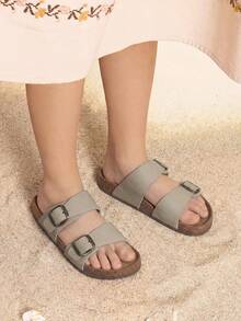 Girls Boys Slides For Kids Non-Slip With Adjustable Straps For Indoor & Outdoor Toddler Little Kid/Big Kid - Màu be - Xem 7