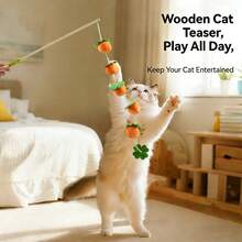 1pc Tomato Shaped Cat Teaser Wand Toy With Bell, Felt Material Pet Toy - Multicolor - View 5