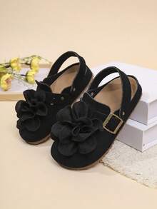 Girls/Kids' Casual Slip-On Flat Mule Sandals, Suitable For All Seasons - Black - View 4