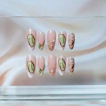 Agate And Pearl Combination Nail Art, Vintage And Elegant, 24 Pieces. - 1 - 查看 4