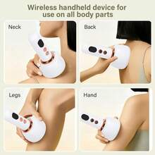 Aparelho de ventosaterapia elétrica, massageador, escova elétrica, massagem, raspagem, ventosaterapia, uso em todo o corpo, desbloqueio de meridianos, instrumento de massagem para raspagem nas pernas, abdômen e costas com terapia de calor, massageador corporal recarregável com 9 modos de vibração, adequado para pernas, braços e abdômen, função de carregamento USB - Ver 7