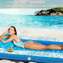 充气日光浴泳池躺椅，超大成人泳池漂浮垫带枕头，浴缸式充气筏，水上日光浴躺椅，充气球池 - 彩色 - 查看 2
