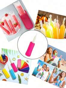 1 cái/3 cái Vỏ bọc kem que tái sử dụng, có thể giặt được, giữ nhiệt, thích hợp cho kem que, kem tươi, sữa chua dạng ống, rất cần thiết cho mùa hè để tránh bị nhỏ giọt. - Nhiều màu - Xem 6