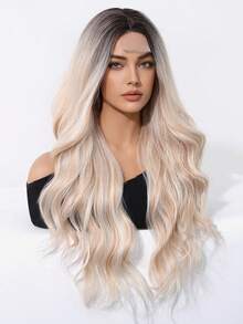 Tóc nối thẳng dài 26 inch, kiểu chữ U, không đường nối, chất liệu tổng hợp, tóc giả kiểu tự nhiên rẽ ngôi giữa màu vàng ombre cho nữ, tóc giả ombre vàng, quà tặng cho bé gái, quà tốt nghiệp/mùa hè, quà tặng sẵn sàng, quà Halloween/Giáng sinh. - Tóc vàng ombre - Xem 6