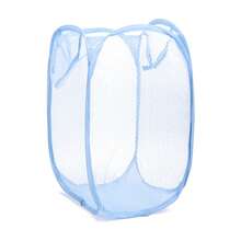 1pc Pop-Up Mesh Laundry Basket, Foldable Portable Laundry Basket, Foldable Dirty Clothes Storage Basket, Household Storage Basket For Socks, Underwear, Toys, And Miscellaneous Items - 天藍色 - 查看 13
