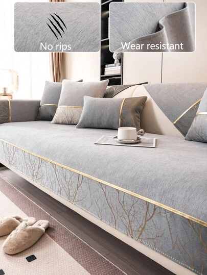 1件舒适雪尼尔沙发垫套，四季通用现代简约防滑沙发座垫保护套，防尘可水洗沙发套，时尚柔软不易褪色，宠物友好，适用于卧室、办公室、客厅组合家具、L型沙发和1/2/3/4座沙发