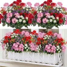 户外仿真花 | 春季混合鲜艳红粉天竺葵雏菊，抗紫外线仿真花，适用于门廊、露台、酒店、花园装饰、庭院、窗台花箱、悬挂装饰、春季装饰、乔迁、婚礼派对、周年纪念日。也适合复活节、母亲节、圣帕特里克节。 - 彩色 - 查看 6
