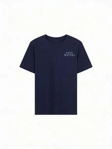 Women's Summer New Simple Cute Marine Life Print Casual Vacation Style Loose Versatile Round Neck White Short-Sleeved T-Shirt Fashionable Daily Tops Suitable For Daily Vacation Wear. Graphic Tees Women Pink Top-Unisex Comfortable Vintage Street Style Loose-Fit Washed T-Shirt - 藏蓝色 - 查看 4