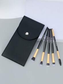 Eye Travel Makeup Brush Set, 5 Professional Mixed Eye Shadow Makeup Brushes, Eyelash Curlers With Synthetic And Wooden Handles, Non-Irritating, Vegetarian, Suitable For Liquid, Cream And Powder Concealer Eyebrow Eye Shadow. - Multicolor - View 5