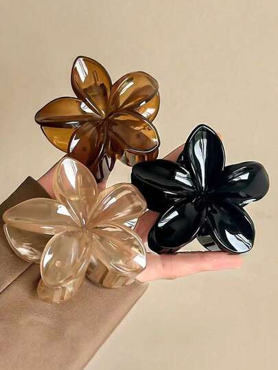 Set de 3 piezas/1 pieza de 7,3 cm de largo de pinzas para el cabello de plástico ligero en negro, caqui y marrón. Pinzas de pelo elegantes y minimalistas de unicolor, adecuadas para uso diario, casual, fiesta, trabajo, vacaciones en la playa, coleta, moño, lavado de cara, baño, maquillaje, accesorios de ropa, accesorios de invierno para el cabello, pinzas de moda para el cabello, pinzas de pelo con flores