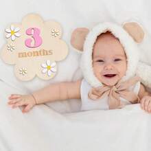 Baby Monthly Milestone Cards, Wooden Milestone Markers With Floral Photo Props For Baby Announcements And Milestones, Unisex Newborn Boy Girl Gift - Multicolor - View 3