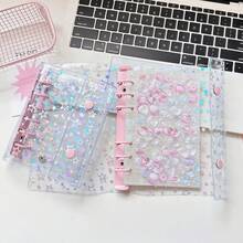 1pc A6/A7/A8 Transparent Double-Ring Binder/Sticker Notebook, Sticker Notebook, Loose-Leaf Binder, Sticker Storage, Pencil Case, Sticker Notebook Binder, Refill Inner Pages, Sticker Notebook, Loose-Leaf Notebook - Multicolor - View 5