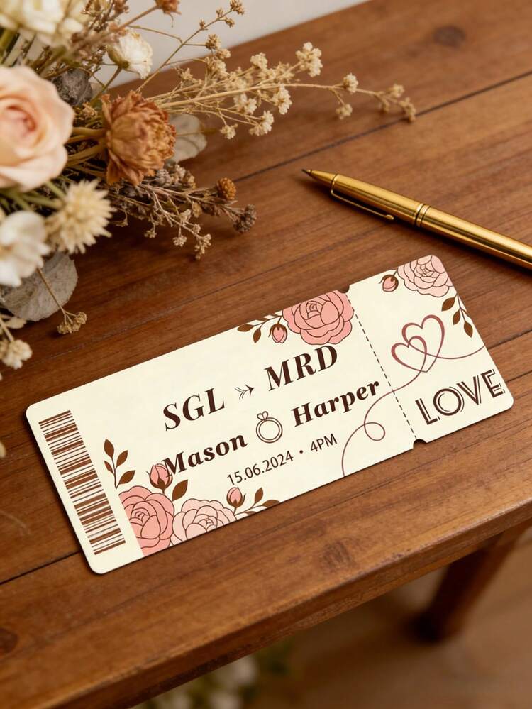 Thiệp mời cưới hình vé máy bay cá nhân hóa (8/16/24 chiếc) - Thiệp mời kiểu vé máy bay du lịch tùy chỉnh tên và văn bản, Thiệp báo hỷ đám cưới điểm đến, Thiệp mời cưới chủ đề máy bay, Lý tưởng cho lễ đính hôn, tiệc cô dâu, tiệc chiêu đãi và hơn thế nữa. - Nhiều màu 3 - Xem 3