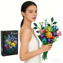 XINGYA YOUPIN [Ship In 24h] 934pcs Building Block Flower Suit, Simulation Bouquet, Gift Home Ornaments, Splicing Simple Operation, Suitable For Birthday, Christmas, Halloween, Thanksgiving, New Year, Party Best Gift For Women / Girlfriend - Nhiều màu - Xem 2