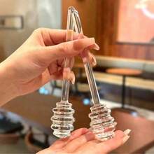 1pc Multi-Functional Food Tool Honey Stirrer, Creative Cute Glass Long Handle Coffee & Jam Mixer, Educational Supplies - Multicolor - View 7