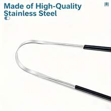 2pcs Stainless Steel Tongue Scraper, Adult Tongue Cleaner, Reduce Halitosis, Daily Oral Care, Suitable For Home And Travel Use - Black - View 5