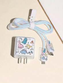 5件套恐龙充电线保护套，兼容 20W 13/14 Pro Max充电器，防断裂 - 彩色 - 查看 6