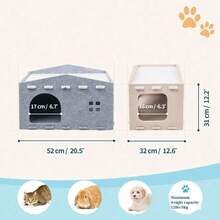 Cama y tabla rascadora plegable de fieltro 2 en 1, casa cerrada para gatos adecuada para gatos pequeños y medianos - Multicolor - Ver 6