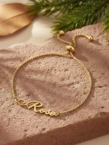 Personalized Name Bracelet, Customized Name Jewelry, Youth Bracelet, Stainless Steel Name Tag Bracelet, Adjustable Pull Chain Bracelet, Anniversary, Birthday, Wedding Accessory Gift, Personalized Wrist Bands - Multicolor - View 8