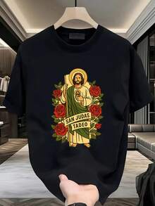1 Blusa para Mujer, Preciosas Blusas para Mujer, Conjuntos de Ropa para Mujer,  Tadeo 180G Blanco y Negro, Camiseta con Estampado de Rosas de  Tadeo, Alta Calidad, Cuello Redondo, Corte Holgado, Ajuste Básico, Transpirable, Versátil, Lavable a Máquina, Cómoda, Talla S ~ 3XL, Esencial para el Verano, Casual, Deportiva, Diaria. - Oscuro - Ver 2