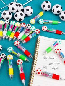 Creative Football Themed 4-Color Ballpoint Pen, Mini Portable Cute Neutral Pen - One Size Fits All - View 1