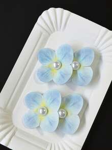 2pcs 3D Double Flower Butterfly Hair Clips, Suitable For Daily Wear - Hair Clip - View 7