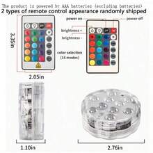 1/2/4/6/10个装防水LED灯，16种颜色变换遥控水下灯，适用于水族箱、花瓶、浴缸、热水浴缸、万圣节、圣诞节、游泳池和派对装饰 - 白色 - 查看 5