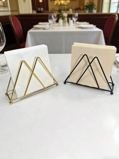 1pc Multifunctional Upright Paper Towel Holder, Triangular Hollow Cast Iron Design, Kitchen Hotel Dining Table Paper Towel Organizer, Napkin Holder