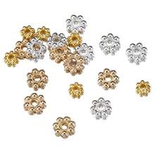 50 piezas de cuentas espaciadoras de cobre con forma de copo de nieve, cuentas espaciadoras con forma de flor para hacer collares, pulseras y joyería DIY - Multicolor - Ver 5