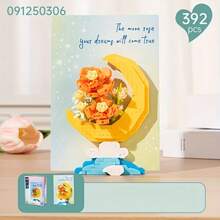 小型幸运星积木花朵拼图玩具，桌面摆件，适合作为节日礼物、万圣节礼物、圣诞节礼物、周年纪念礼物或生日礼物。 - 彩色 - 查看 12