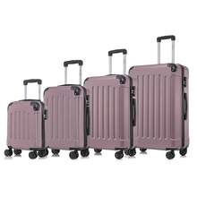 YONSLY 4-Piece Wheeled Suitcase Set With 360° Wheels, Combination Lock, Robust Double Zipper, Mesh Pocket, Soft Rubber Handle, 16/20/24/28 Inch Trolley Suitcase, Hard Shell Carry-On Luggage Set (4-Piece Set, S, M, L & XL) - 玫瑰紅 - 查看 8