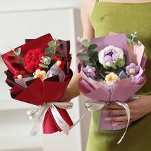 玫瑰花束、人造玫瑰花束、仿真玫瑰花束、创意花束、情人节、圣诞节、求婚、母亲节、教师节、新年礼物、送给朋友的精美生日礼物、毕业生日礼物 - 彩色 - 查看 8