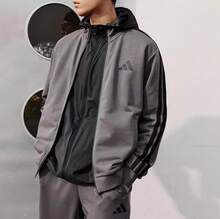 Adidas 運動套裝男子新款運動服立領夾克外套小腳褲長褲 - 灰色 - 查看 3