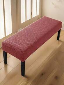 1 Piece, Abstract Pattern Check Bench Cover, Jacquard Elastic Fabric, Modern Minimalist Style, Thick And Long, Durable And Stain-Resistant, Cat-Proof, Suitable For Homes, Offices, Benches, Piano Stools, Chairs, Etc. - Burgundy - View 8