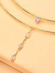 Dây chuyền xương đòn đính đá Rhinestone tối giản nhiều lớp, phụ kiện thời trang và đa năng cho mùa hè - Lớp kép - Xem 10