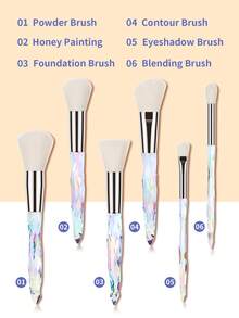ronshadow 15支装炫彩水晶柄化妆刷套装，超柔软散粉刷和眼影刷，高品质美妆工具 - 彩色 - 查看 10