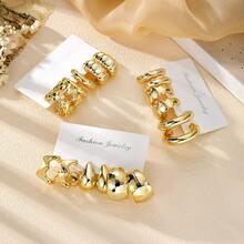 18pcs/Set CCB Material Asymmetrical Earrings For Women, Daily Wear - Gold - View 4