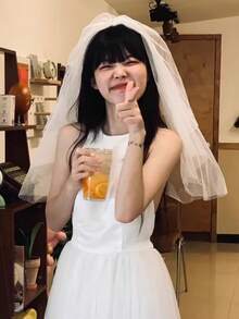 1pc Minimalist Retro Bridal Veil, Engagement Photo Prop Tulle Veil - Multicolor - View 4