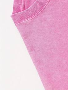 1 Piece 230G Retro T-Shirt For Unisex, JESUS DIED FOR ME NOW I LIVE FOR HIM Print Oversized Cotton Solid Drop Shoulder T Shirts For Men Vintage Streetwear Basic Tees Baggy Hip Hop Unisex Tops Acid Wash T ShirtRound Neck Loose Fit T-Shirt - 玫紅色 - 查看 3