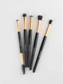 Eye Travel Makeup Brush Set, 5 Professional Mixed Eye Shadow Makeup Brushes, Eyelash Curlers With Synthetic And Wooden Handles, Non-Irritating, Vegetarian, Suitable For Liquid, Cream And Powder Concealer Eyebrow Eye Shadow. - Multicolor - View 9