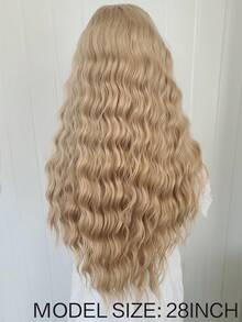 13X4 Long Wavy Synthetic Lace Front Wig, Synthetic Golden Wig, Women's Lace Front Wig, Natural Hairline, Cosplay Front Wig - Gold - View 8