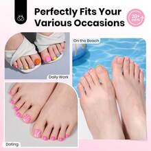 Beetles 16 Sizes 192 Pcs Square Toe Nail Tips - Full Cover Fake Acrylic Toenails, Pre-Etched Double Matte Press On, Soft Gel Toe Nail Extensions For Women - Square Short 192pcs (Toe Nail Tips) - 查看 2
