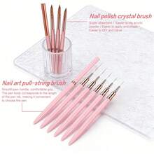 3支水晶凝胶美甲刷 + 5支勾线刷，刷毛柔软顺滑，适合专业美甲师和初学者居家使用。 - 粉色 - 查看 2