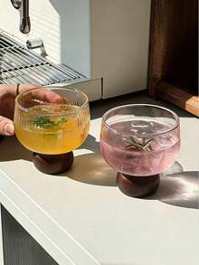 1 chiếc cốc thủy tinh đế gỗ cao cấp, kiểu dáng retro, thích hợp làm cốc cocktail, cốc rượu trái cây, cốc đồ uống, cốc cà phê, cốc trà chiều tinh tế, cốc nước văn phòng, cốc trà khách phòng khách. - Nhiều màu - Xem 3