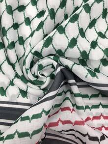 1pc Printed Alpha Head Scarf, Arabic Headscarf, Dubai Headwrap, Desert Handkerchief Shawl - Multicolor - View 5